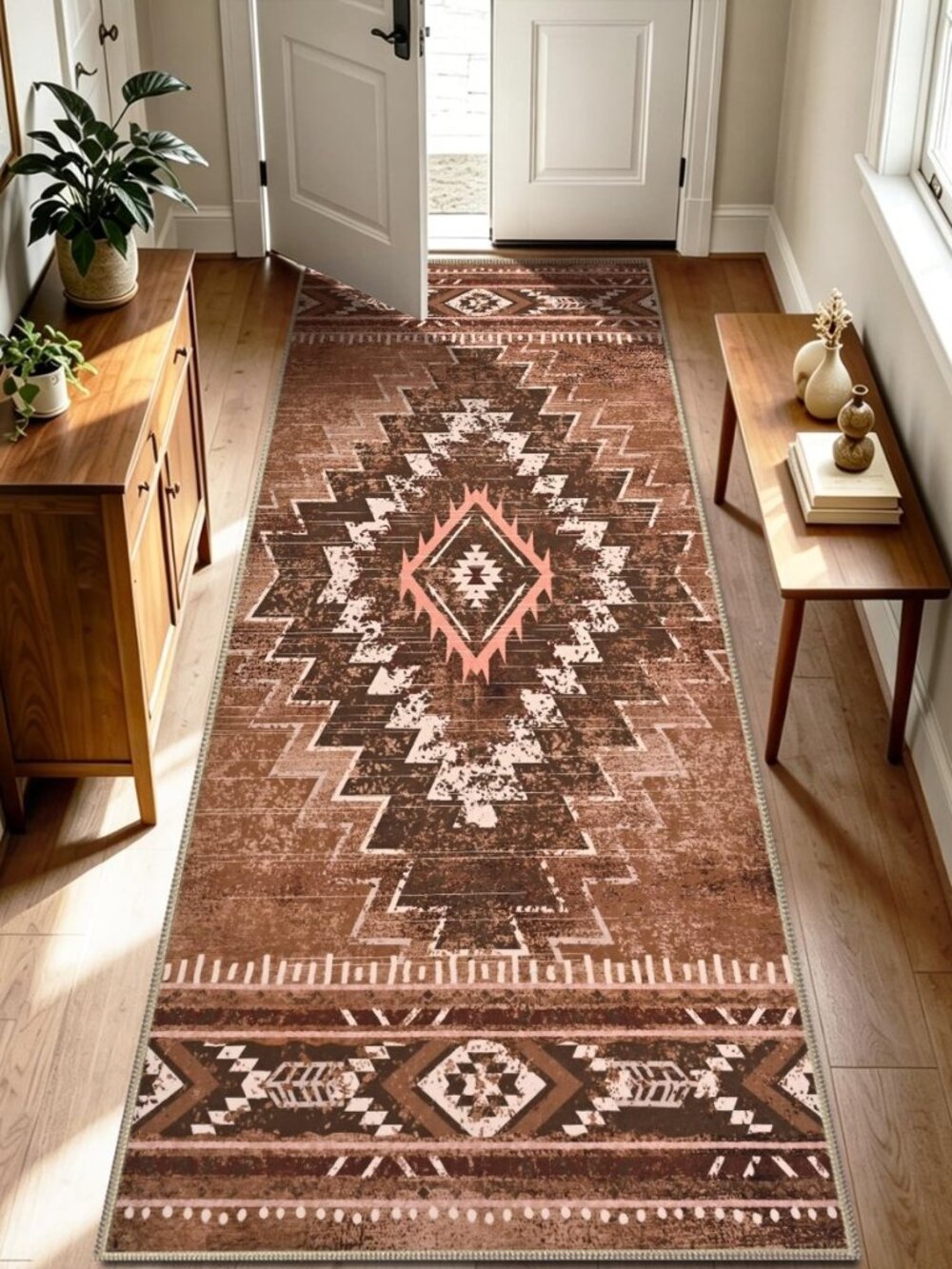 2x8 Hallyway Runner Rug Washable, Western Runner Rug Non Slip